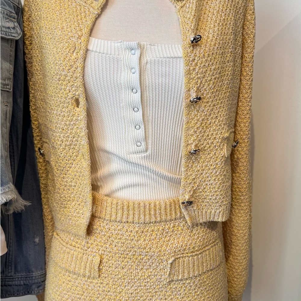 Studio Yellow Knit Cardigan & Skirt